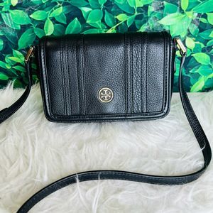 Tory Burch black leather crossbody mini bag purse